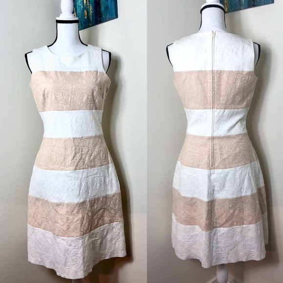 Badgley Mischka Dresses & Skirts - Badgely Mischka Striped Fitted Lace Sheath Dress